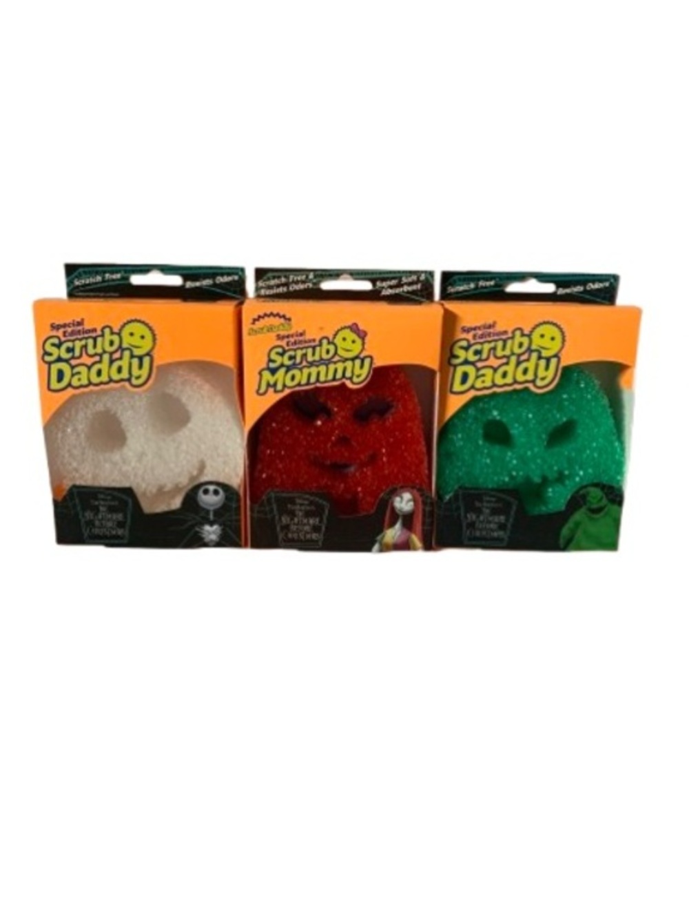 NIB. Scrub Daddy Nightmare Before Christmas Halloween Sponge Trio